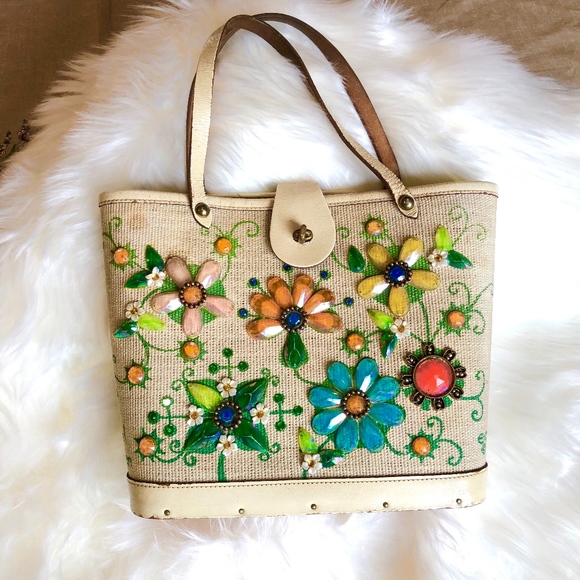 Enid Collins Handbags - VTG. Enid Collins Jewel Garden Purse Flower Basket